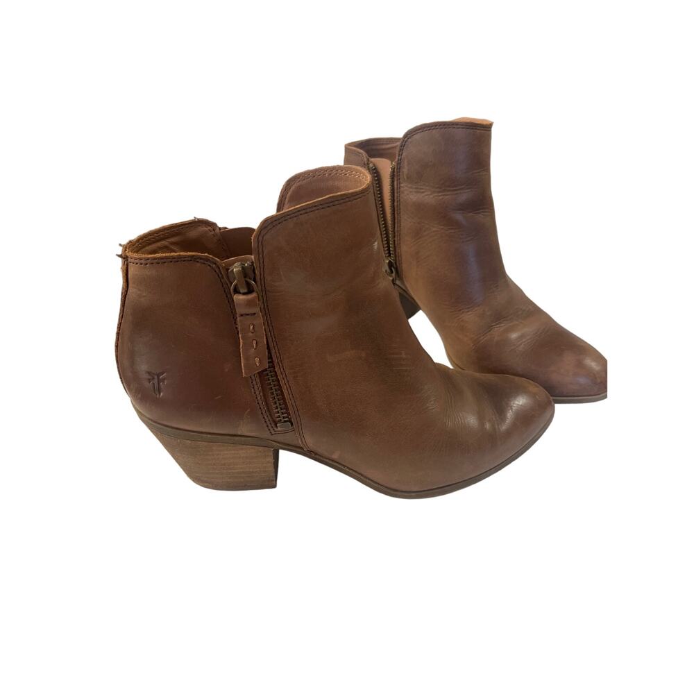 Frye‎  3471733 Judith Zip Ankle Booties Womens  Wheat Brown Leather Size 7.5